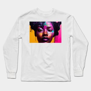 Painted Insanity Dripping Madness 2 - Abstract Surreal Expressionism Digital Art - Bright Colorful Portrait Painting - Dripping Wet Paint & Liquid Colors Long Sleeve T-Shirt